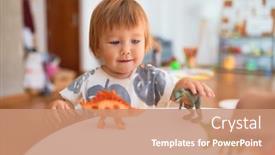  Presentation with kindergarten - Slide deck enhanced with adorable-toddler-playing-with-dinosaurs background and a coral colored foreground