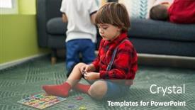  Presentation with maths - PPT theme consisting of adorable-toddler-playing-with-maths background and a gray colored foreground