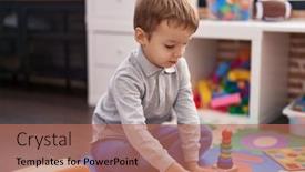  Presentation with maths - Slides enhanced with adorable-toddler-playing-with-maths background and a coral colored foreground