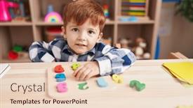  Presentation with maths - Theme featuring adorable-toddler-playing-with-maths background and a lemonade colored foreground