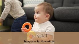  Presentation with plastic - Presentation design having adorable-toddler-playing-with-plastic background and a coral colored foreground