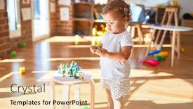  Presentation with soldiers - PPT theme having adorable-toddler-playing-with-war background and a lemonade colored foreground