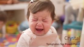  Presentation with crying - Presentation theme having adorable-toddler-sitting-on-floor background and a coral colored foreground