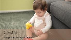  Presentation with floor - Presentation theme featuring adorable-toddler-sitting-on-floor background and a coral colored foreground