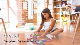  Presentation with wooden building blocks - Slide deck with adorable-toddler-sitting background and a coral colored foreground