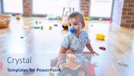  Presentation with kindergarten - Cool new presentation theme with adorable-toddler-sitting backdrop and a sky blue colored foreground