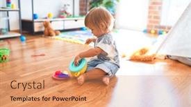  Presentation with cutlery food - PPT theme enhanced with adorable-toddler-sitting background and a coral colored foreground