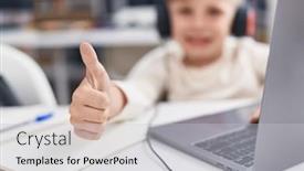  Presentation with student - Slides enhanced with adorable-toddler-student-using-laptop background and a light gray colored foreground