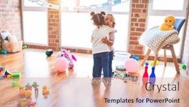  Presentation with toddlers - Slide deck with adorable-toddlers-hugging-standing-around background and a lemonade colored foreground