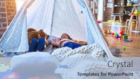  Presentation with toddlers - PPT layouts featuring adorable-toddlers-lying-down-over background and a light blue colored foreground