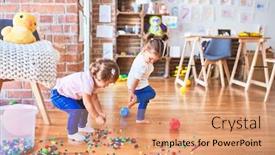  Presentation with building blocks - Amazing slide deck having adorable-toddlers-playing-with-building backdrop and a coral colored foreground