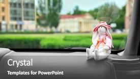  Presentation with toy - Beautiful theme featuring adorable toy on car dashboard backdrop and a  colored foreground