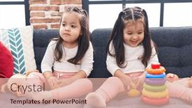  Presentation with duck - Presentation theme featuring adorable-twin-girls-playing background and a lemonade colored foreground