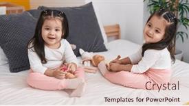  Presentation with doll - Presentation theme with adorable-twin-girls-playing background and a lemonade colored foreground