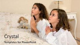  Presentation with victorian era - Slide set consisting of adorable victorian girls kneeling background and a lemonade colored foreground