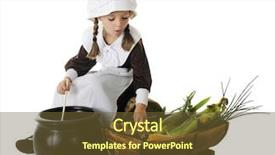  Presentation with pilgrim - Theme with adorable young pilgrim girl preparing background and a tawny brown colored foreground