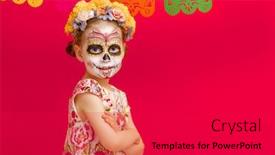  Presentation with mexican day - PPT layouts consisting of adorable-zombie-in-flower-wreath background and a dark gray colored foreground