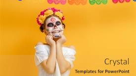  Presentation with zombie - Presentation theme having adorable-zombie-in-flower-wreath background and a yellow colored foreground