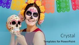  Presentation with mexican day - Slide deck enhanced with adorable-zombie-in-flower-wreath background and a light blue colored foreground
