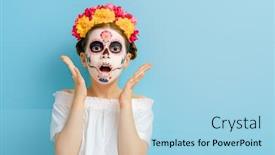  Presentation with mexican day - Amazing presentation design having adorable-zombie-in-flower-wreath backdrop and a light blue colored foreground