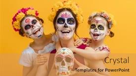  Presentation with mexican day - Presentation design featuring adorable-zombies-in-flower-wreaths background and a yellow colored foreground