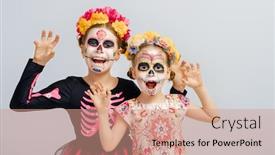  Presentation with mexican day - Colorful presentation theme enhanced with adorable-zombies-in-flower-wreaths backdrop and a coral colored foreground