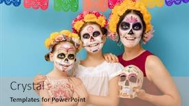  Presentation with mexican day - Amazing slide deck having adorable-zombies-in-flower-wreaths backdrop and a coral colored foreground