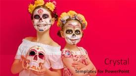  Presentation with mexican day - Colorful PPT layouts enhanced with adorable-zombies-in-flower-wreaths backdrop and a red colored foreground