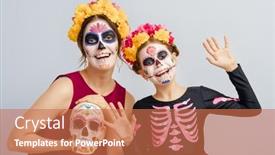  Presentation with mexican day - Theme featuring adorable-zombies-in-flower-wreaths background and a coral colored foreground