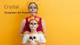  Presentation with mexican day - Presentation design consisting of adorable-zombies-in-flower-wreaths background and a yellow colored foreground