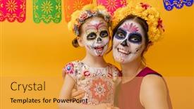  Presentation with mexican day - Cool new presentation theme with adorable-zombies-in-flower-wreaths backdrop and a yellow colored foreground