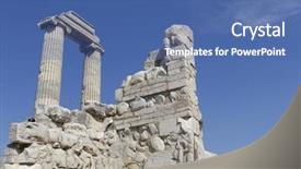  Presentation with antique - PPT theme with adoration god - view of temple of apollo background and a ocean colored foreground