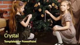  Presentation with decorate - Presentation theme enhanced with adornment - two happy little girls decorate background and a wine colored foreground