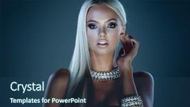  Presentation with dark blue coloured - PPT layouts enhanced with adornment - young lady with luxury accessories background and a ocean colored foreground