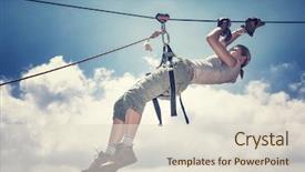  Presentation with active lifestyle - Presentation theme featuring adrenaline - active sportive woman hanging background and a lemonade colored foreground