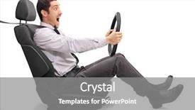  Presentation with sleepy yawning man driving car - PPT theme featuring adrenaline - excited young man driving fast background and a gray colored foreground