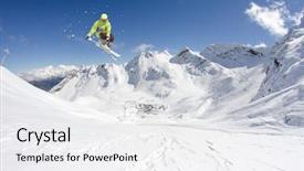 Presentation with extreme weather tropical cyclones - Slide set featuring adrenaline - flying skier on mountains extreme background and a white colored foreground