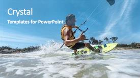  Presentation with rides - PPT theme with adrenaline - kite surfer rides the waves background and a teal colored foreground