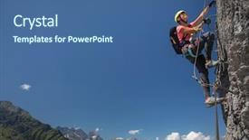  Presentation with rock climbing - Presentation design featuring adrenaline - pretty female climber background and a ocean colored foreground