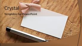  Presentation with old pen - Cool new PPT theme with adress - blank business visit card backdrop and a coral colored foreground