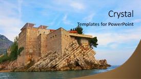  Presentation with europe trade policy - Theme consisting of adriatic coast in montenegro budva background and a  colored foreground