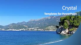  Presentation with rovinj on adriatic sea - Presentation featuring adriatic sea landscape near budva background and a  colored foreground