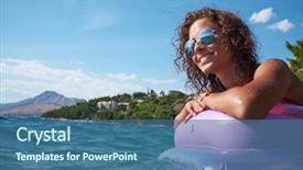  Presentation with scenic - Slide set featuring adriatic waters in croatia background and a ocean colored foreground