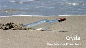  Presentation with tide - Amazing slide set having adrift - message in a bottle washes backdrop and a gray colored foreground