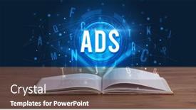  Presentation with digital book - Slides with ads-inscription-coming-out background and a tawny brown colored foreground