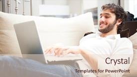  Presentation with couch potato - Cool new theme with tromso norway panoramic sunset sea view from mountain norwegian city backdrop and a dark gray colored foreground