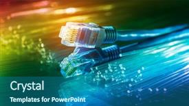  Presentation with adsl - Slides having adsl - network cables with fiber optical background and a ocean colored foreground