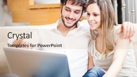  Presentation with adsl - PPT theme featuring adsl - young couple using a laptop background and a lemonade colored foreground