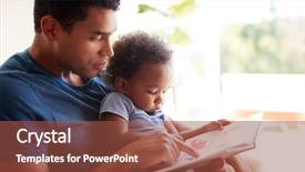  Presentation with old young - PPT theme with adult african american father reading background and a tawny brown colored foreground