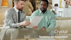  Presentation with home loan - Slides featuring adult-african-american-man-sitting background and a coral colored foreground